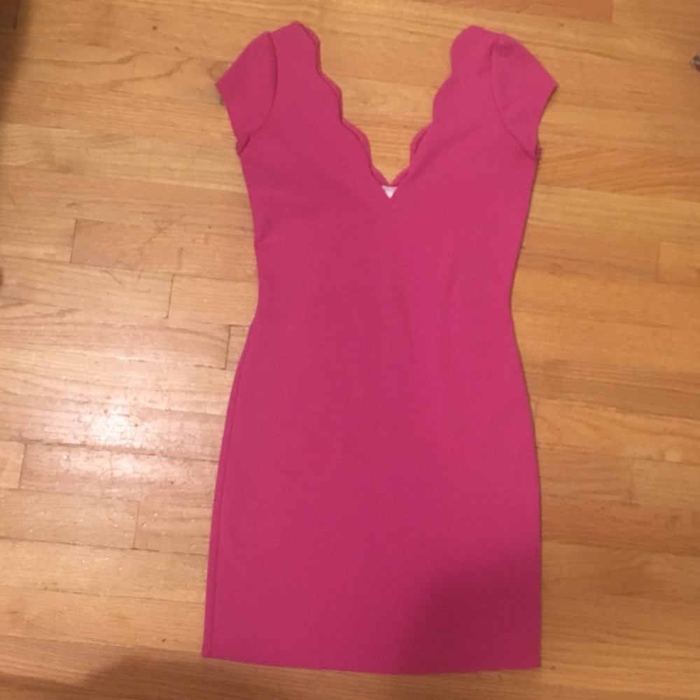 Cooperative Scalloped Hot Pink Dress